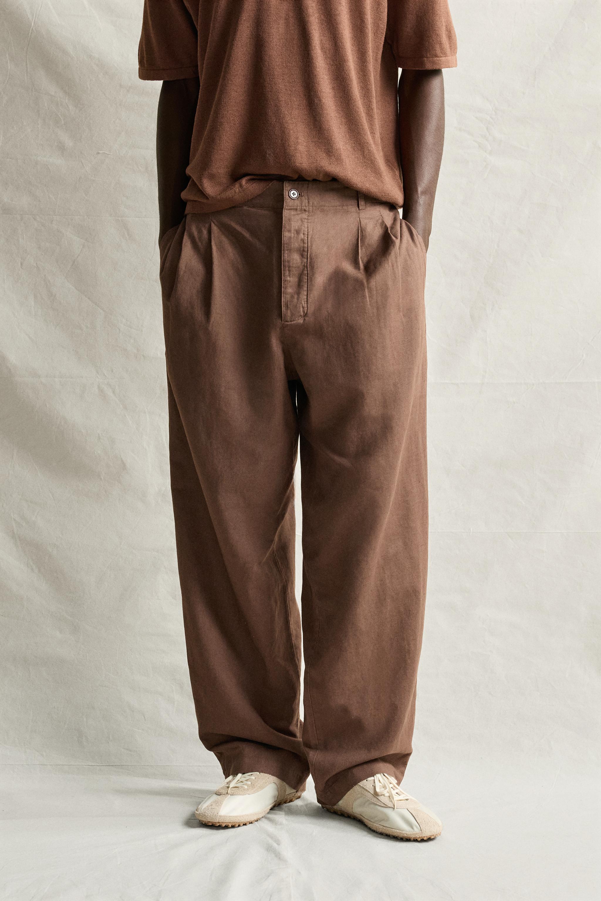 HEMP AND COTTON RELAXED FIT PANTS