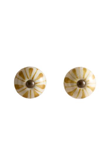BLOEMVORMIGE AARDEWERKEN DEURKNOPPEN (2-PACK) - Mosterd van Zara