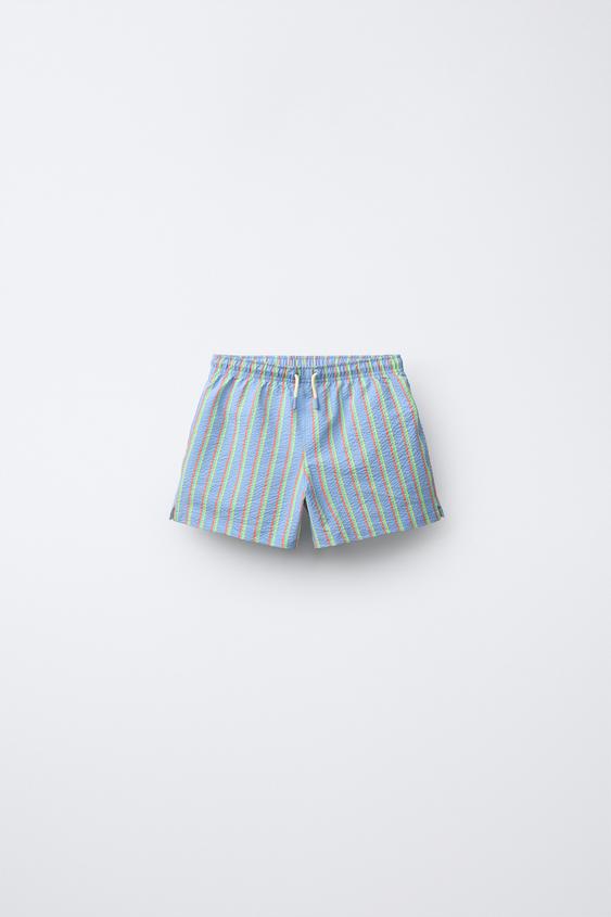 2-6 ANOS/ CALÇÕES DE BANHO SEERSUCKER LISTRADOS - Azul da Zara - Imagem 0