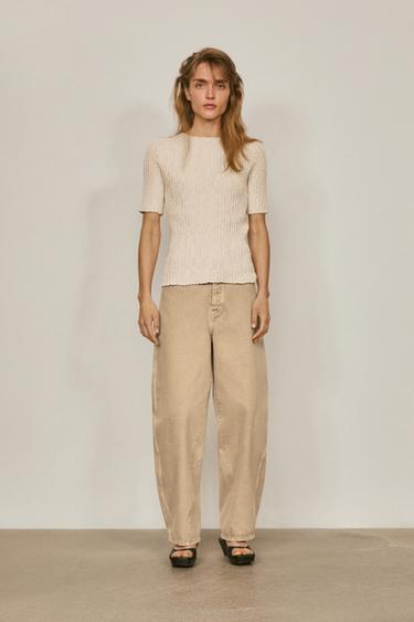 Zara Barrel fit jeans with waist detail - LIMITED EDITION - Stone