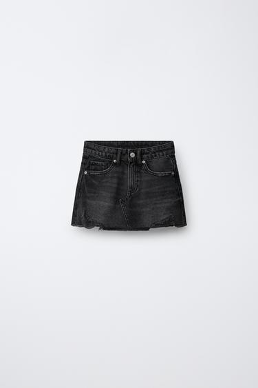 Zara 剪洞牛仔裙 - 黑色