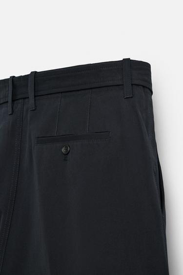LIMITED EDITION STRAIGHT-LEG TROUSERS WITH BELT - Navy blue by Zara - Image 9