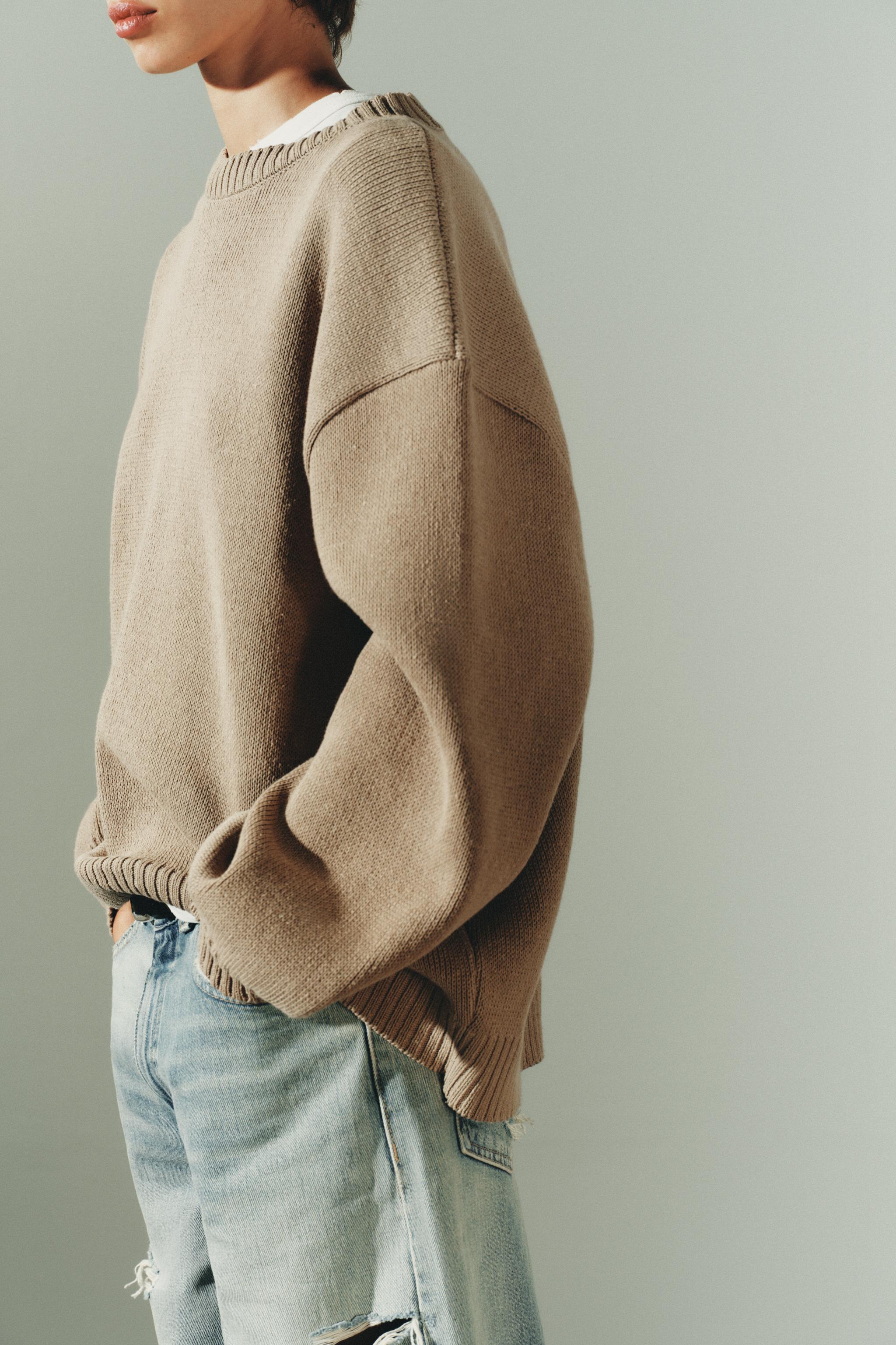 OVERSIZED KNIT SWEATER Light beige ZARA Canada