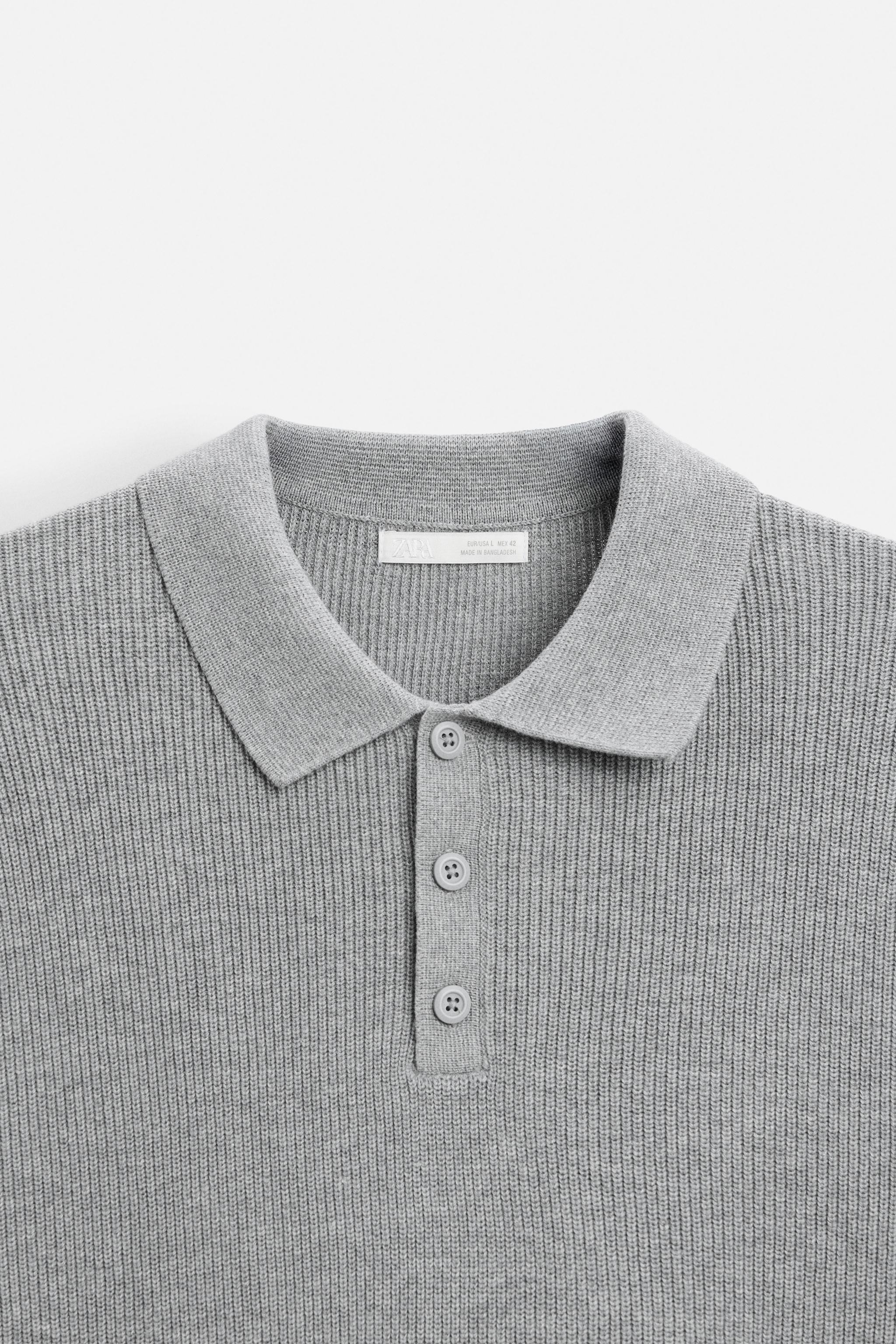 パールニットポロシャツ - グレーマール | ZARA Japan / 日本