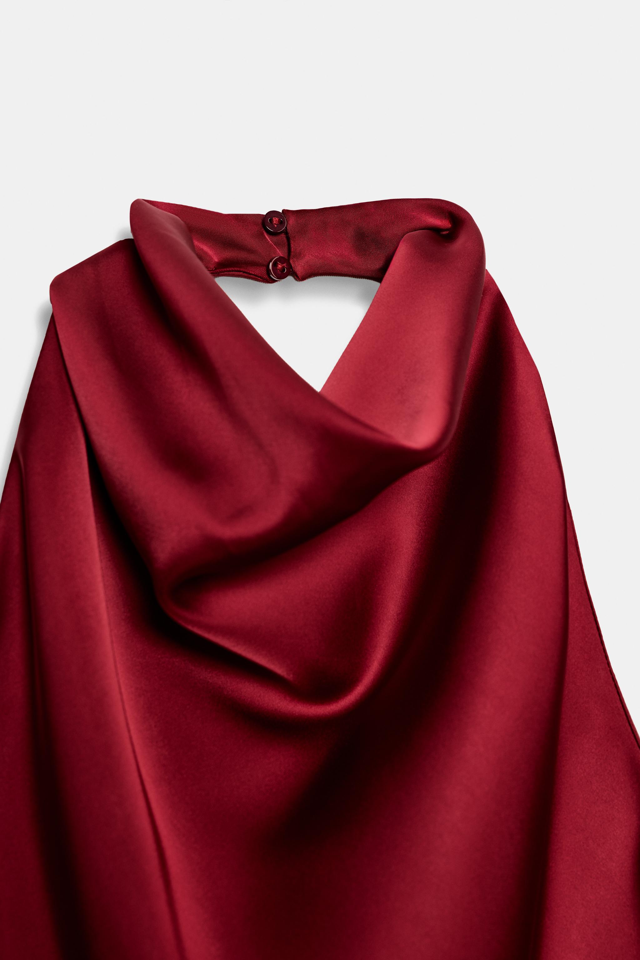 SATIN HALTER TOP - Mid-red | ZARA Turkey