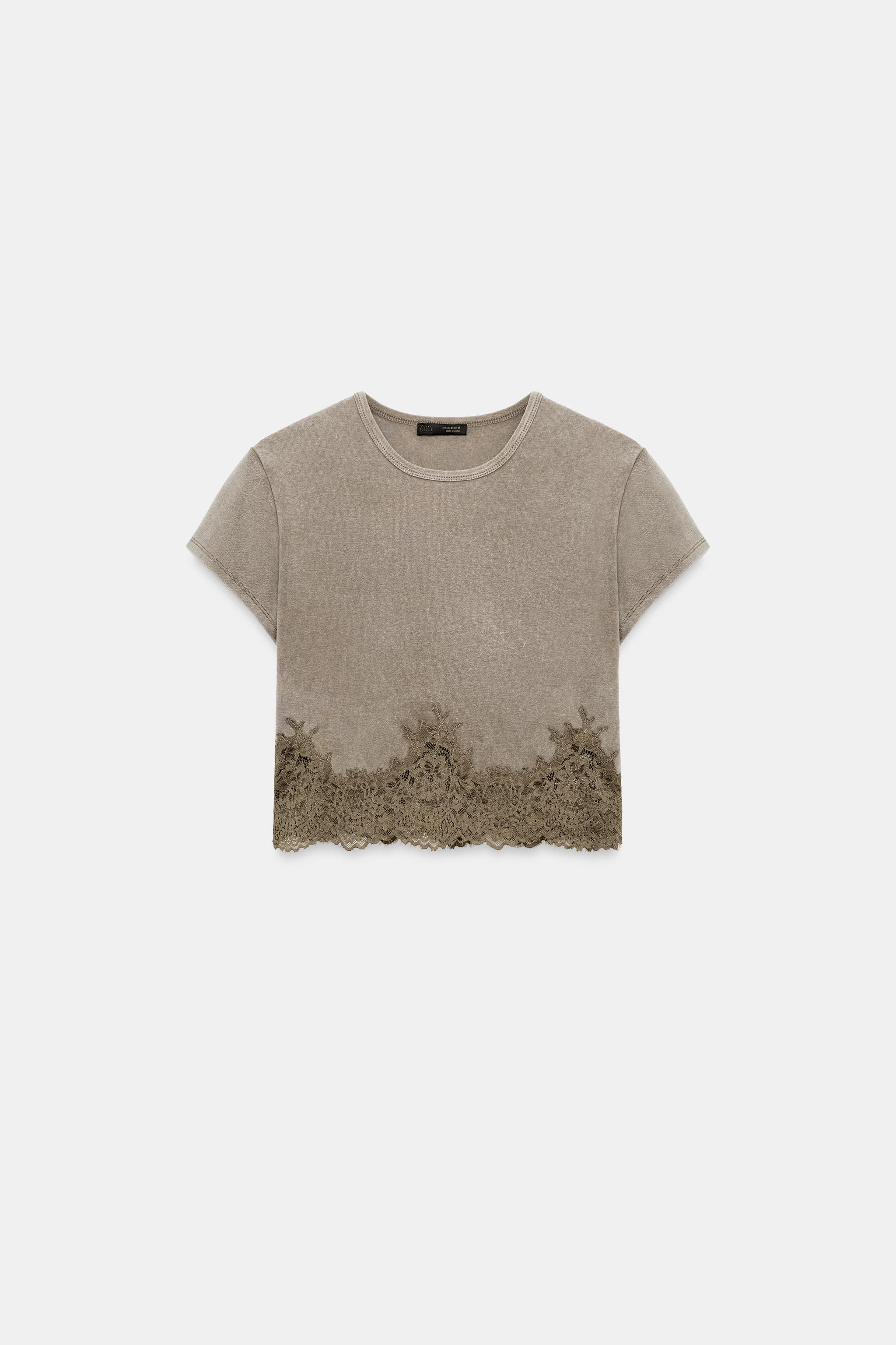 WASHED EFFECT LACE CROP TOP