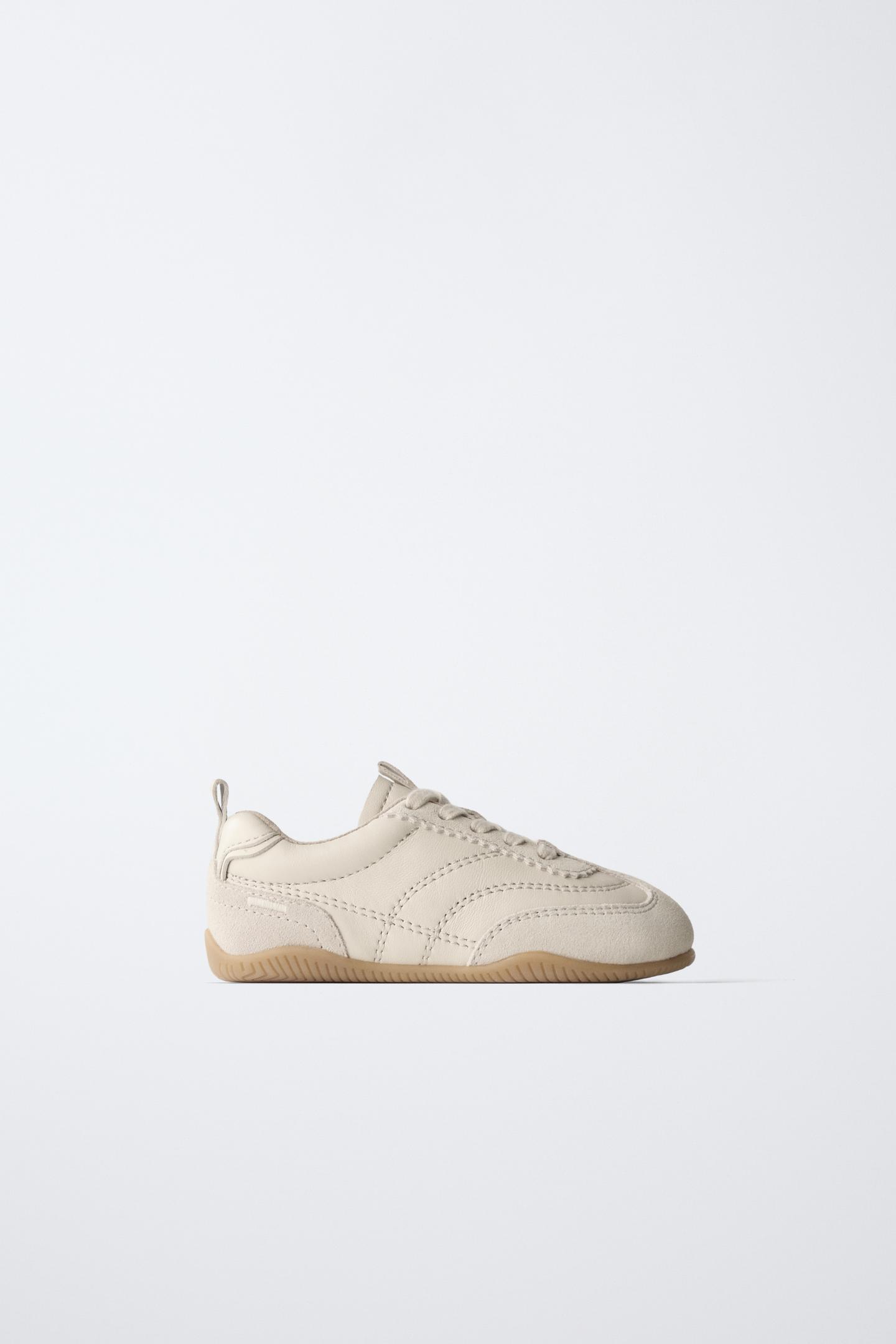 Детские кроссовки Zara Neutral Leather Plimsolls, цвет: Белый — фото 1