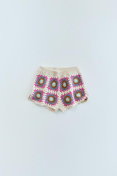 CROCHET KNIT BERMUDA SHORTS - Multicoloured by Zara