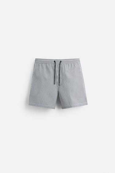 BAÑADOR MEDIO SEERSUCKER - Marino de Zara