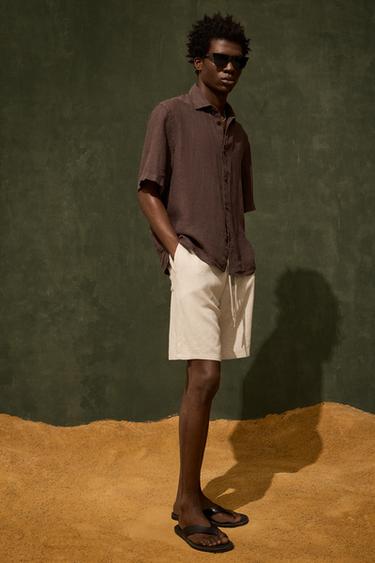 LINEN - VISCOSE BERMUDA SHORTS - Light beige by Zara - Image 0