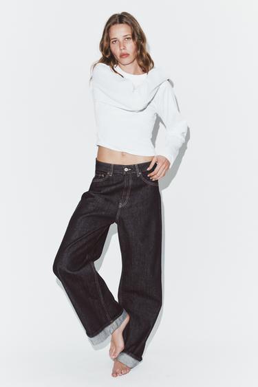 TRF MID-RISE BAGGY FOLDED JEANS — Dark indigo 2