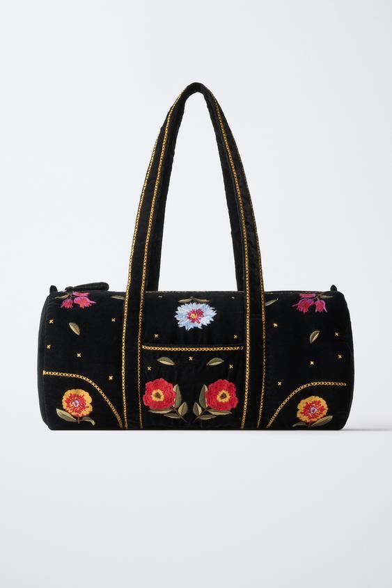 BOWLING BORDADOS FLORES - Negro de Zara - Imagen 0