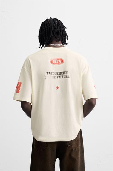 T-SHIRT IMPRIMÉS DÉLAVÉS - Gris bleu de Zara - Image 2