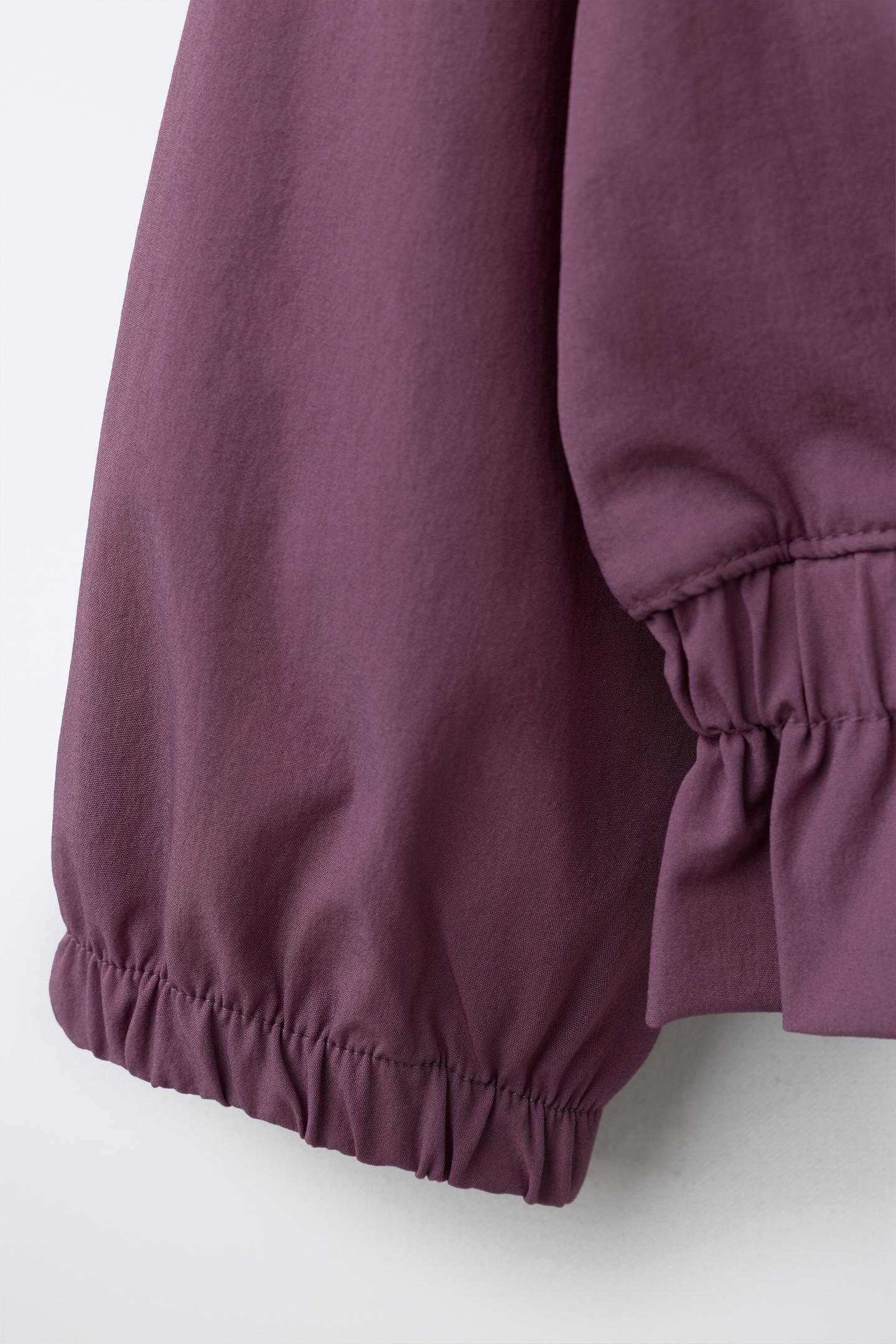 Детская куртка Zara Ruffled Technical, цвет: Баклажановый — фото 4