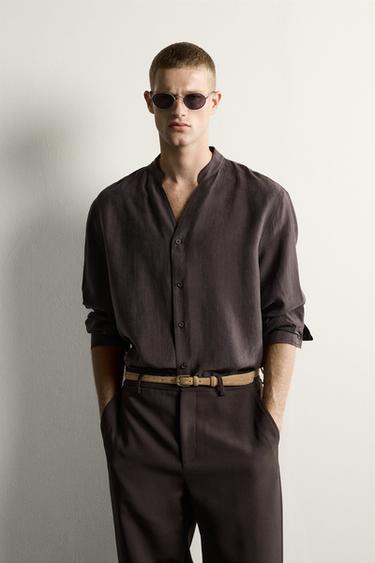 חולצת RELAXED FIT נשפכת - חום של Zara