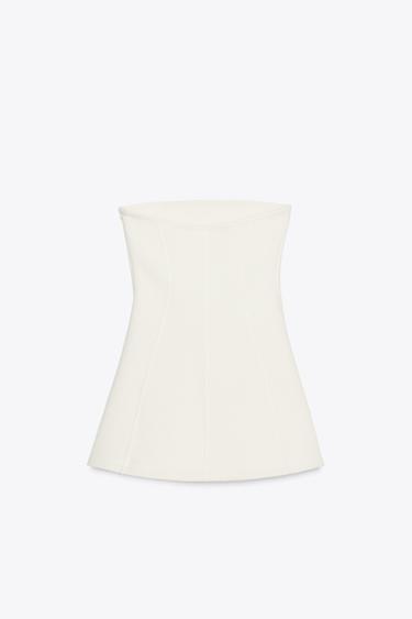 INTERLOCK BANDEAU DRESS - Ecru de Zara - Image 5