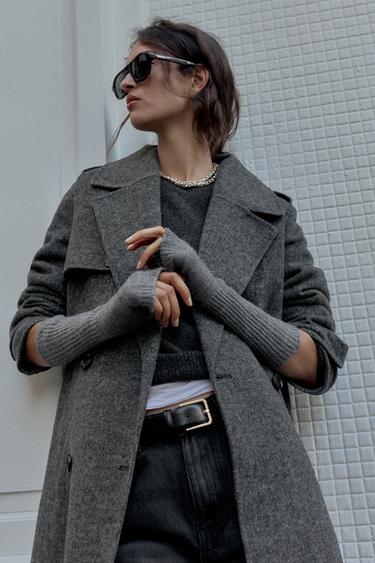 LONG KNIT MITTENS - Grey by Zara