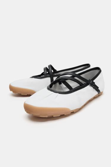 SPORTS BALLET FLATS WITH STRAPS - White by Zara - Image 2
