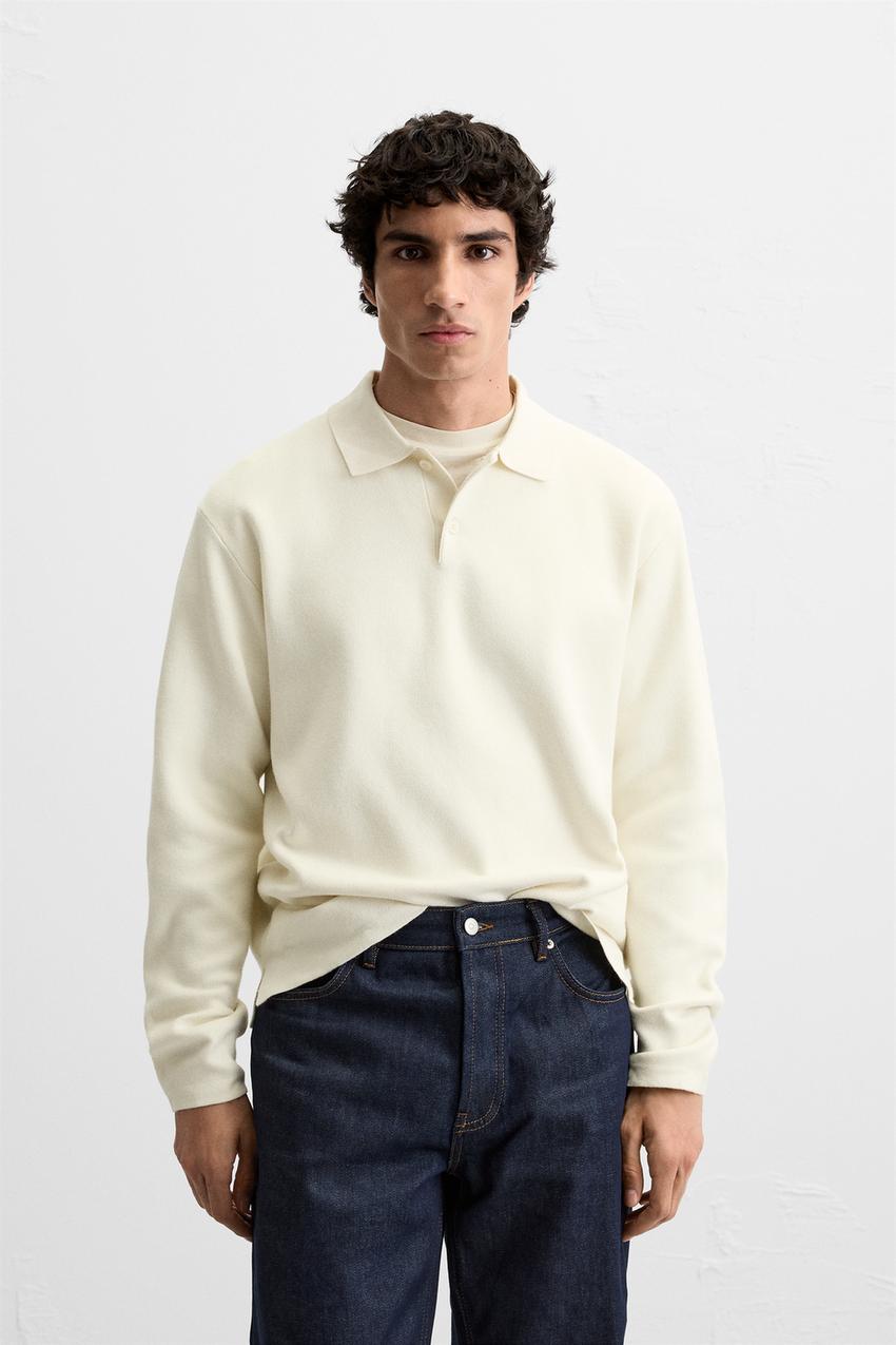 STRICK-POLOSHIRT AUS VISKOSEMISCHGEWEBE - Cremefarben | ZARA 