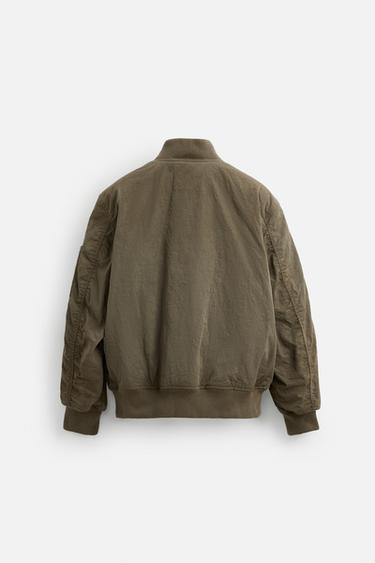 PADDED BOMBER JACKET - Brown / Green by Zara - Image 8