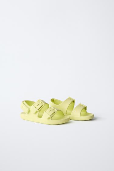 BUCKLED RUBBERISED SANDALS - Lime Green by Zara - Image 1