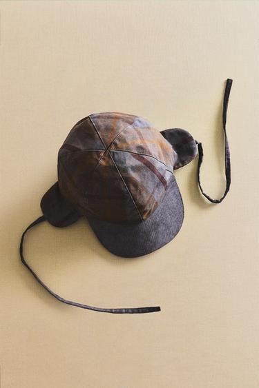 CHILDREN'S TARTAN CHECK CAP - Brown-Blue by Zara - Image 4