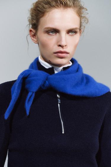 SOLID-COLOR 100% CASHMERE BANDANA — Bluish 1