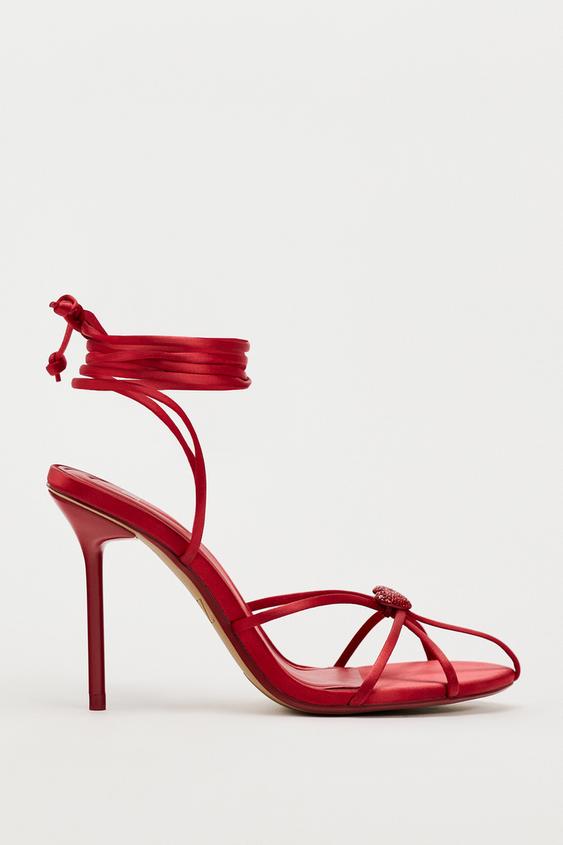 zuwimk Womens Sandals,Fashion Women's Ankle Strap High Heel Sandal Shoes Red