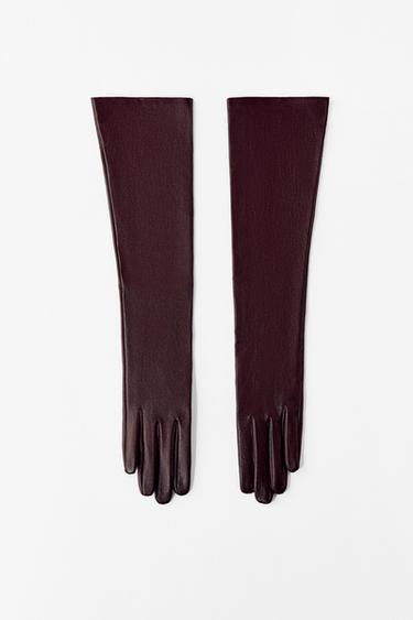 GANTS LONGS 100% CUIR - Grenat de Zara