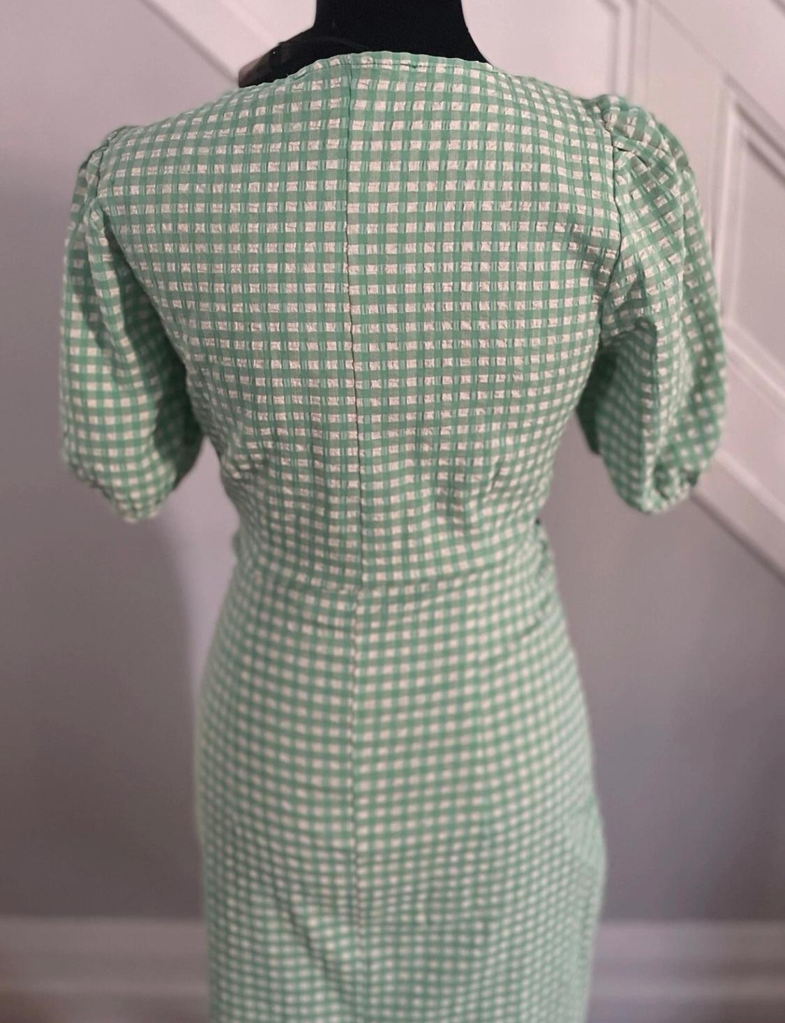 GREEN PUFF SLEEVES MIDI CUTOUT DRESS - Image 8