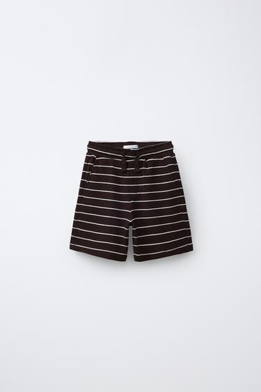 STRIPED WAFFLE-KNIT SHIRT AND BERMUDA SHORTS SET - Brown by Zara - Image 3