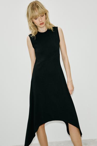 VESTIDO MIDI ASIMÉTRICO - Negro de Zara