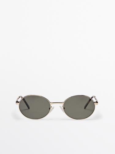 Zara Round metal sunglasses - Golden - Image 0