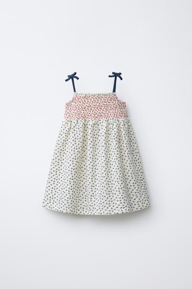 SMOCKED FLORAL PRINT DRESS - Light blue by Zara - Image 0