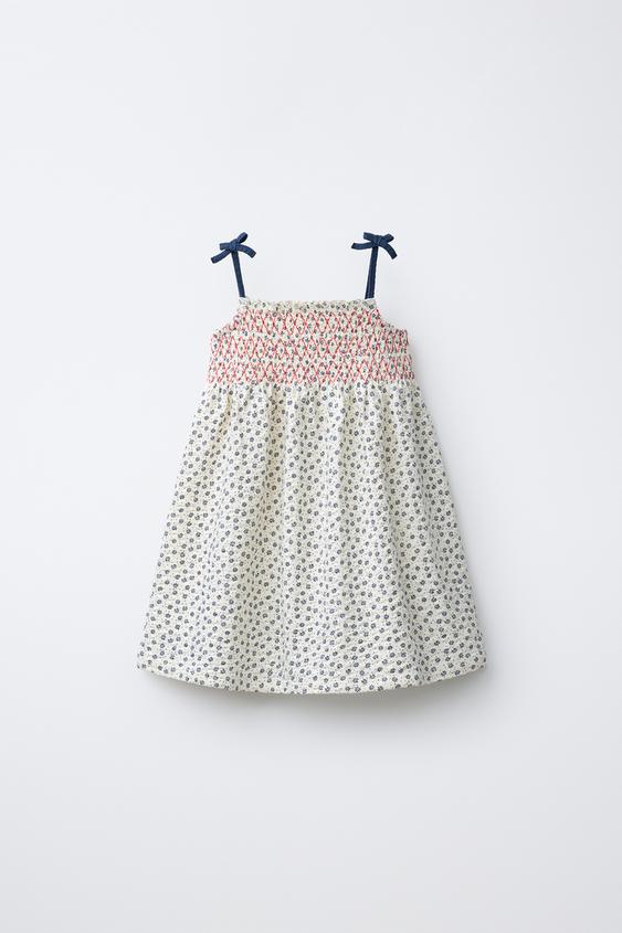 FLORAL PRINT DRESS WITH ELASTIC DETAIL - Light blue by Zara - Image 0