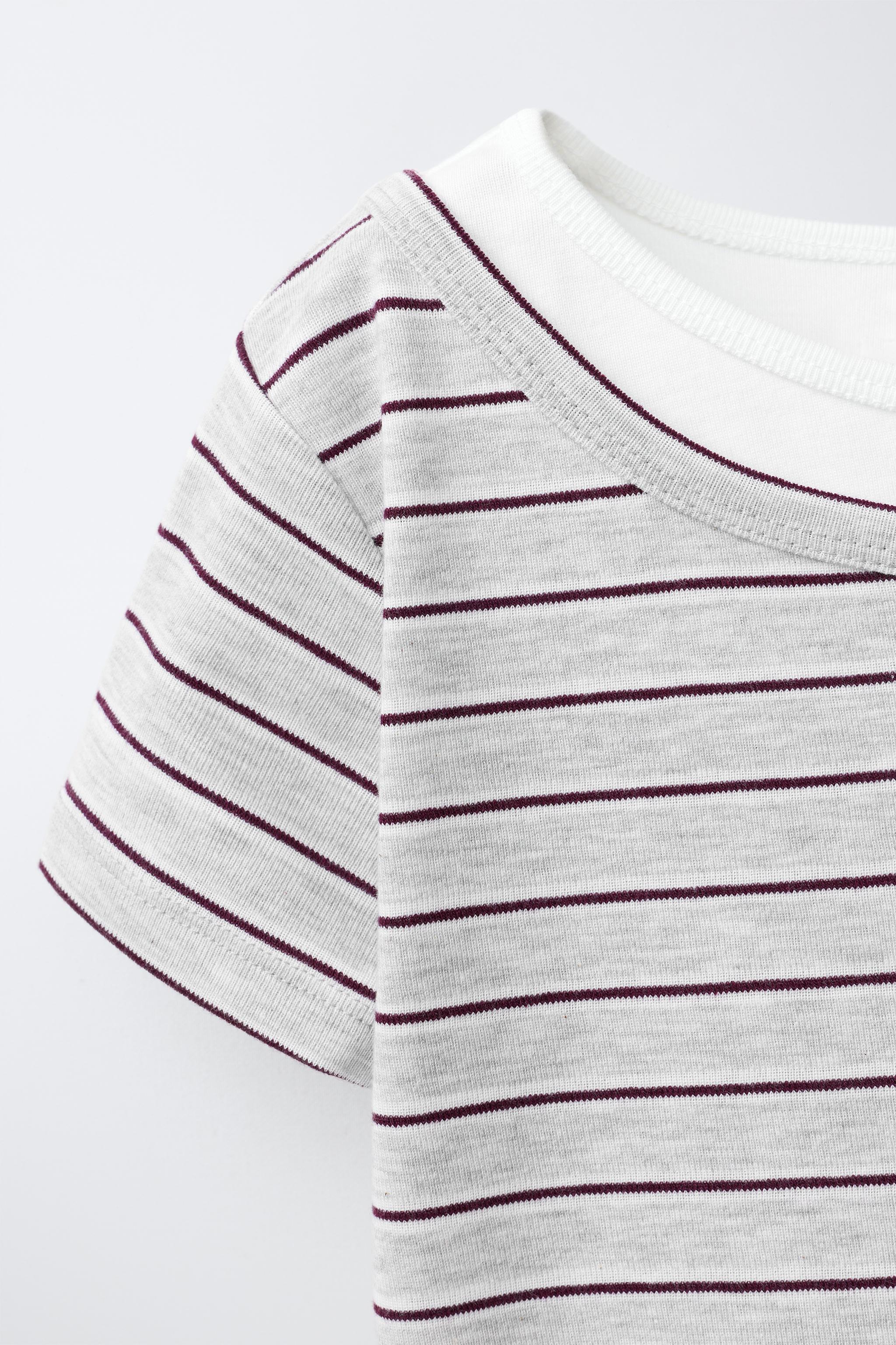 STRIPED DOUBLE COLLAR T-SHIRT