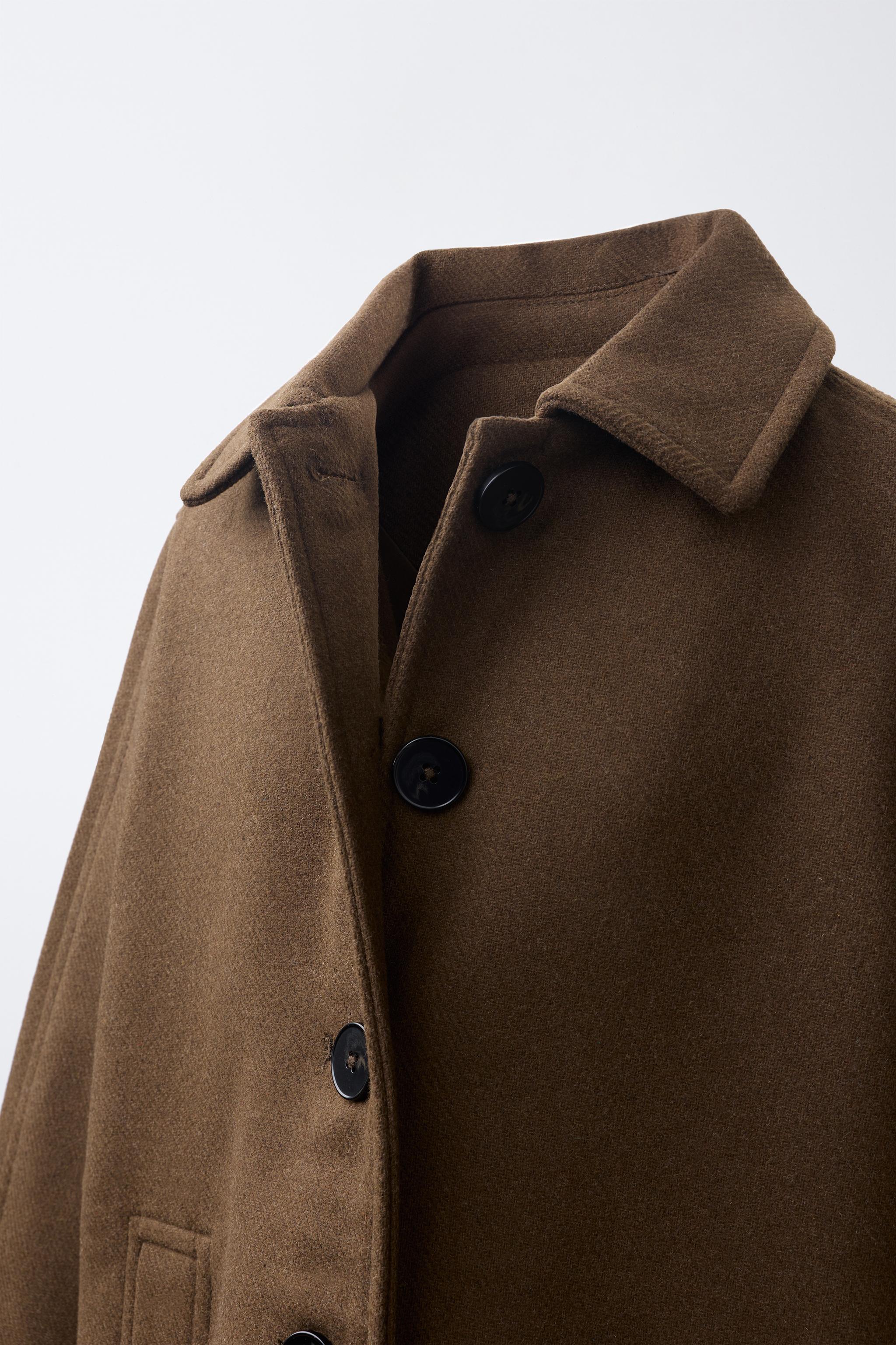 LONG WOOL-BLEND BUTTON-FRONT COAT