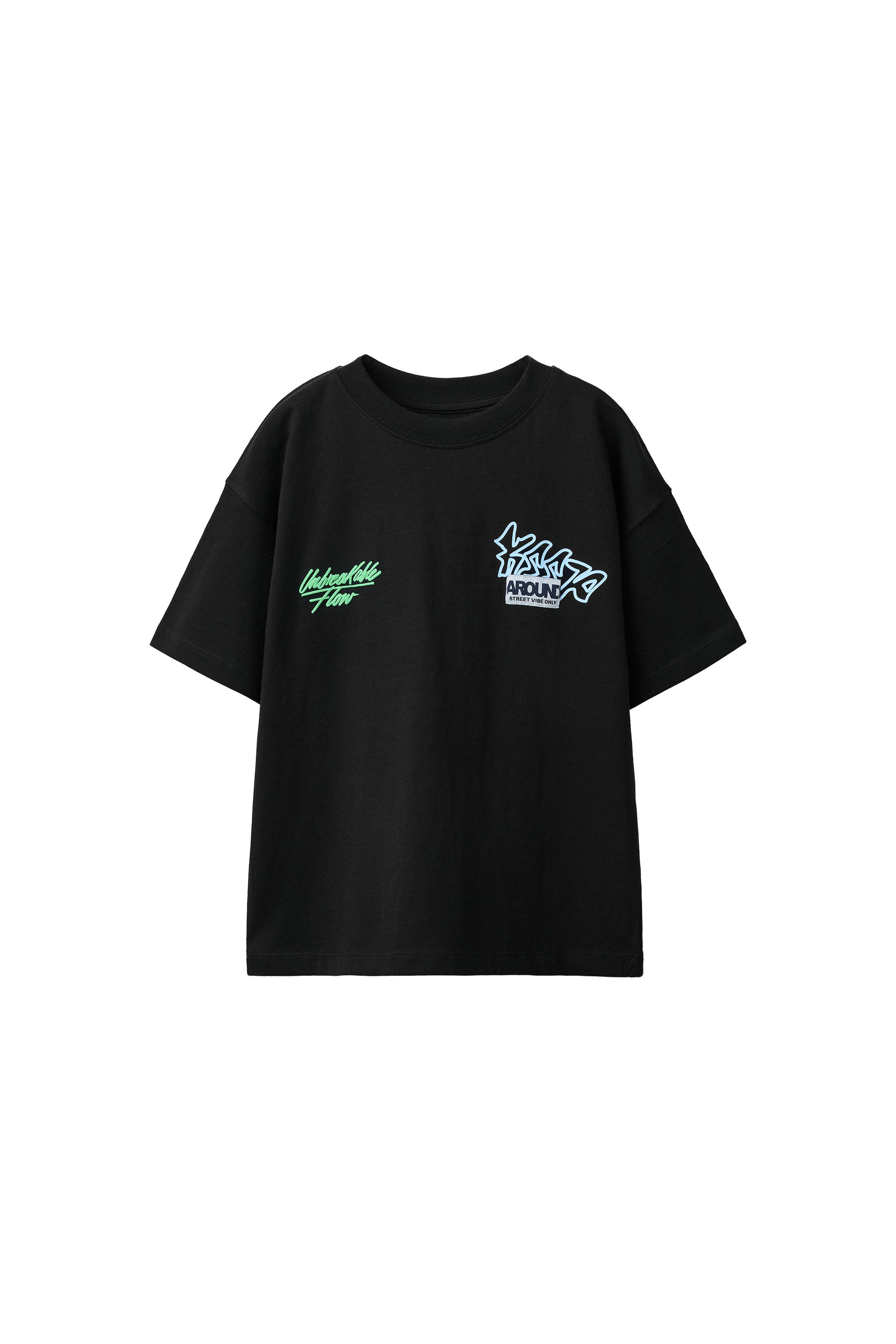 スプレープリントTシャツ - ブラック | ZARA Japan / 日本