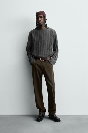 CAMISETA PUNTO CALADO - Gris de Zara - Imagen 0