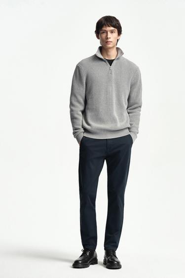 SKINNY FIT CHINO TROUSERS - Navy blue by Zara