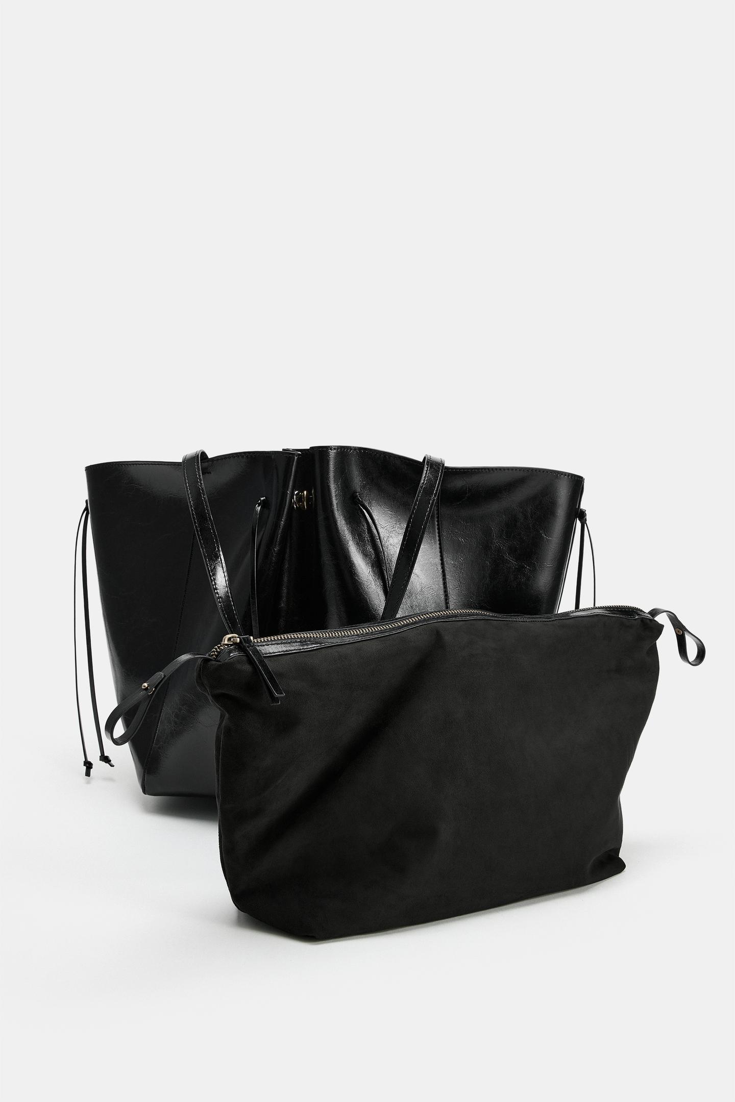 Женская сумка Zara Ruched Shopper, цвет: Чёрный — фото 6