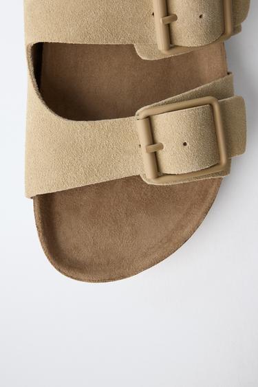 SANDALES À BOUCLES EN CUIR - Marron sable de Zara - Image 5