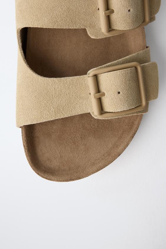 LEATHER BUCKLE SANDALS - Sandy Brown | ZARA United States display picture 1