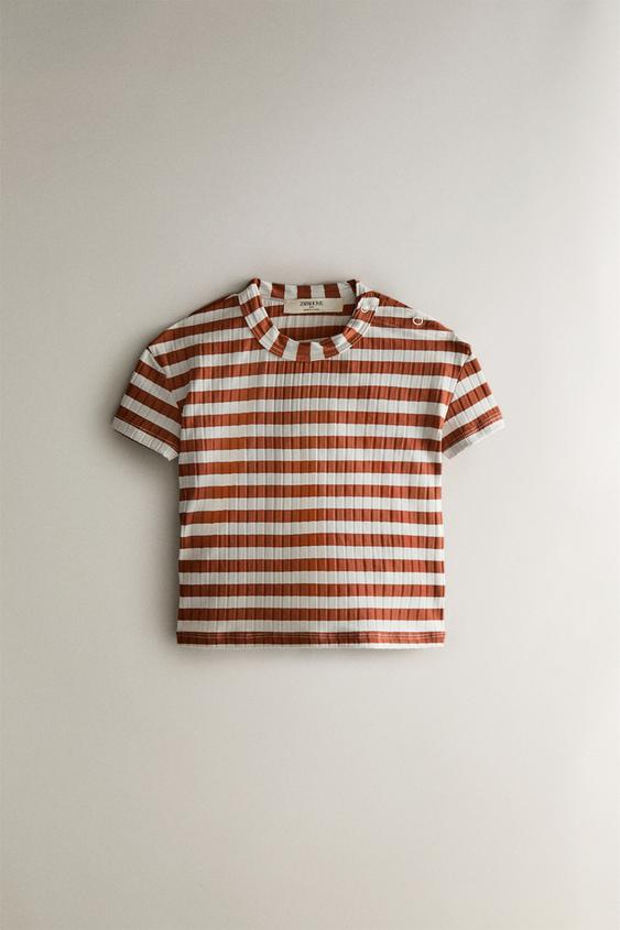 KIDS’ STRIPED BEACH RASH GUARD - Brick | ZARA United Kingdom