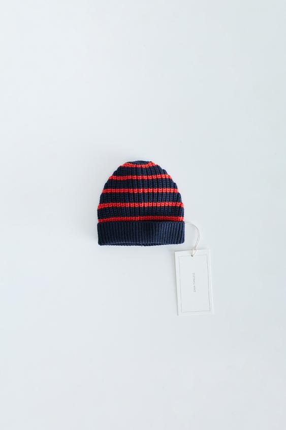 ZARA TIMELESS - GESTREEPTE BEANIE VAN KATOENMIX - rood/marine van Zara - Afbeelding 0