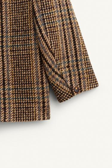 MANTEAU COURT À CARREAUX AVEC ÉCHARPE ÉDITION LIMITÉE - Marron de Zara - Image 14