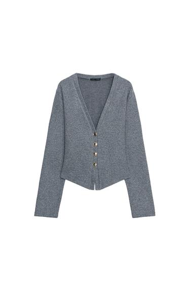 SOFT BUTTON CARDIGAN - Mid-grey by Zara