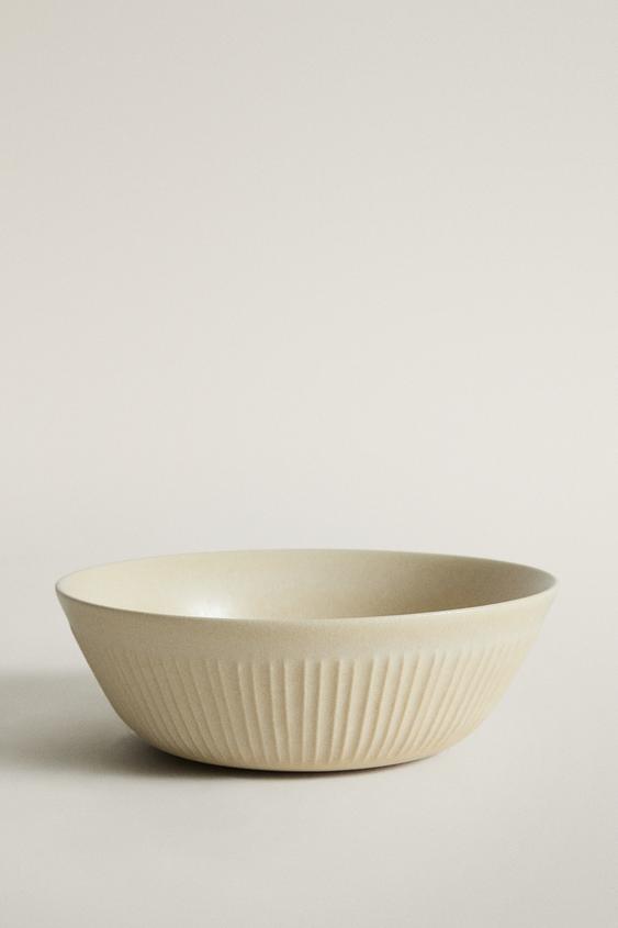 SCORED STONEWARE BOWL - Dark beige by Zara - Image 0