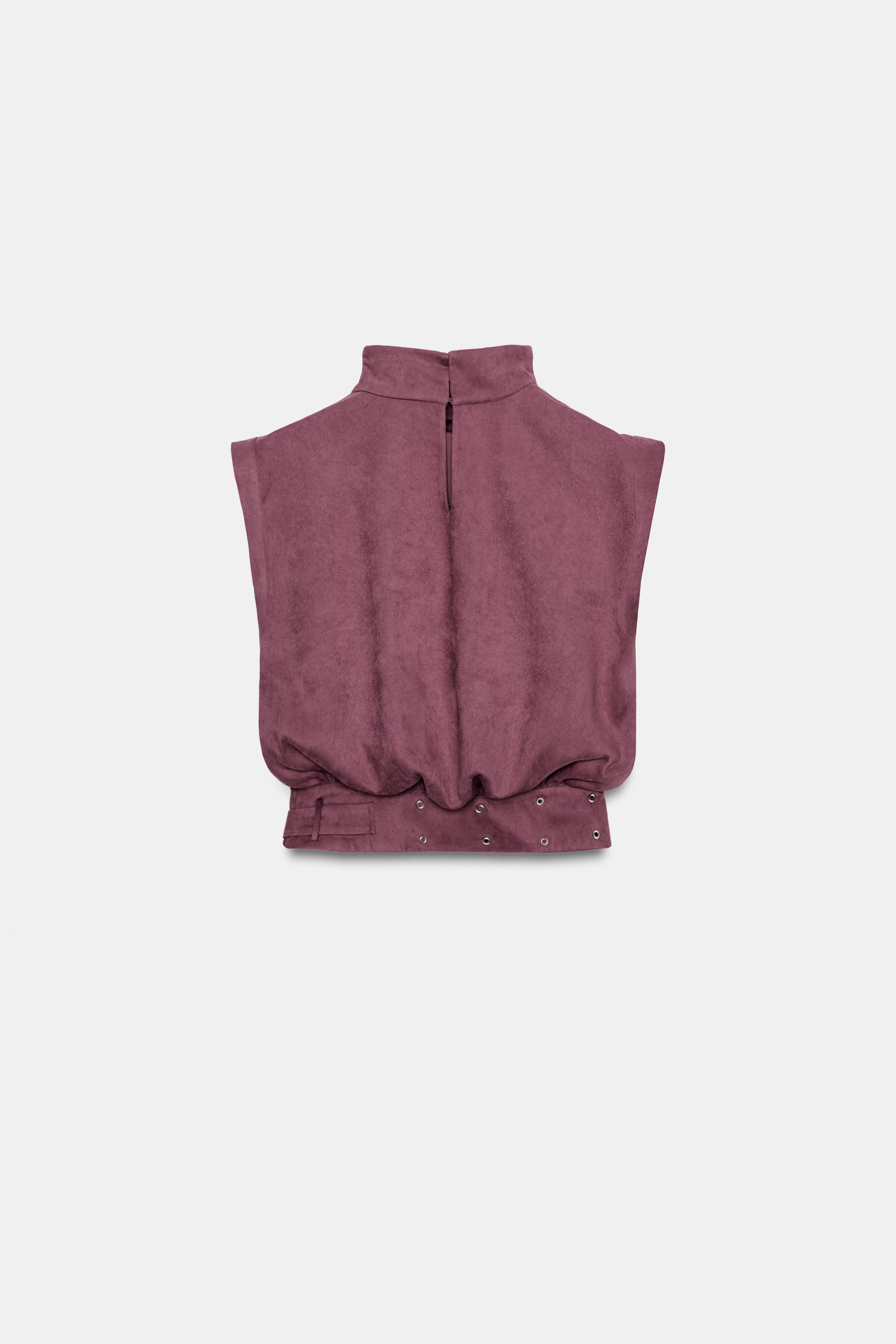 FAUX SUEDE BUCKLE TOP