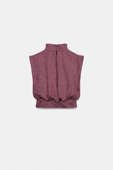 FAUX SUEDE BUCKLE TOP - MARSALA by Zara - Image 6